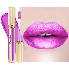 Gold Lipsticks for Women Metallic Lipstick Long Lasting Non Stick Cup Lip Gloss, Shimmer Lightweight Hydrating Full Coverage Lip Color,DP111 Ponyo