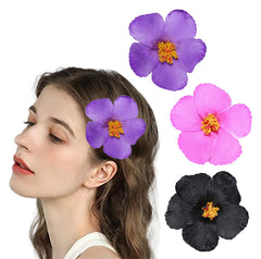 Women's Fashion Hawaiian Foam Plumeria Flower Clips for Bridal Wedding Luau Beach Tropical Vacation Party Hair Decorations (3 Pcs Orange)