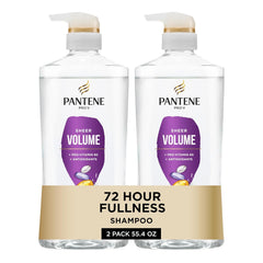 Pantene Shampoo, Classic Clean - Pro-V Nutrients for Dry, Color-Treated Hair, Healthy Looking Hair Every Wash, Antioxidant-Rich, 27.7 Oz Each, 2-Pack + Miracle Rescue Shot (0.5 Oz)