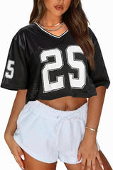 Women Jersey Shirts Cropped Graphic Tees Cute Y2k Crop Top Football Shirts Streetwear