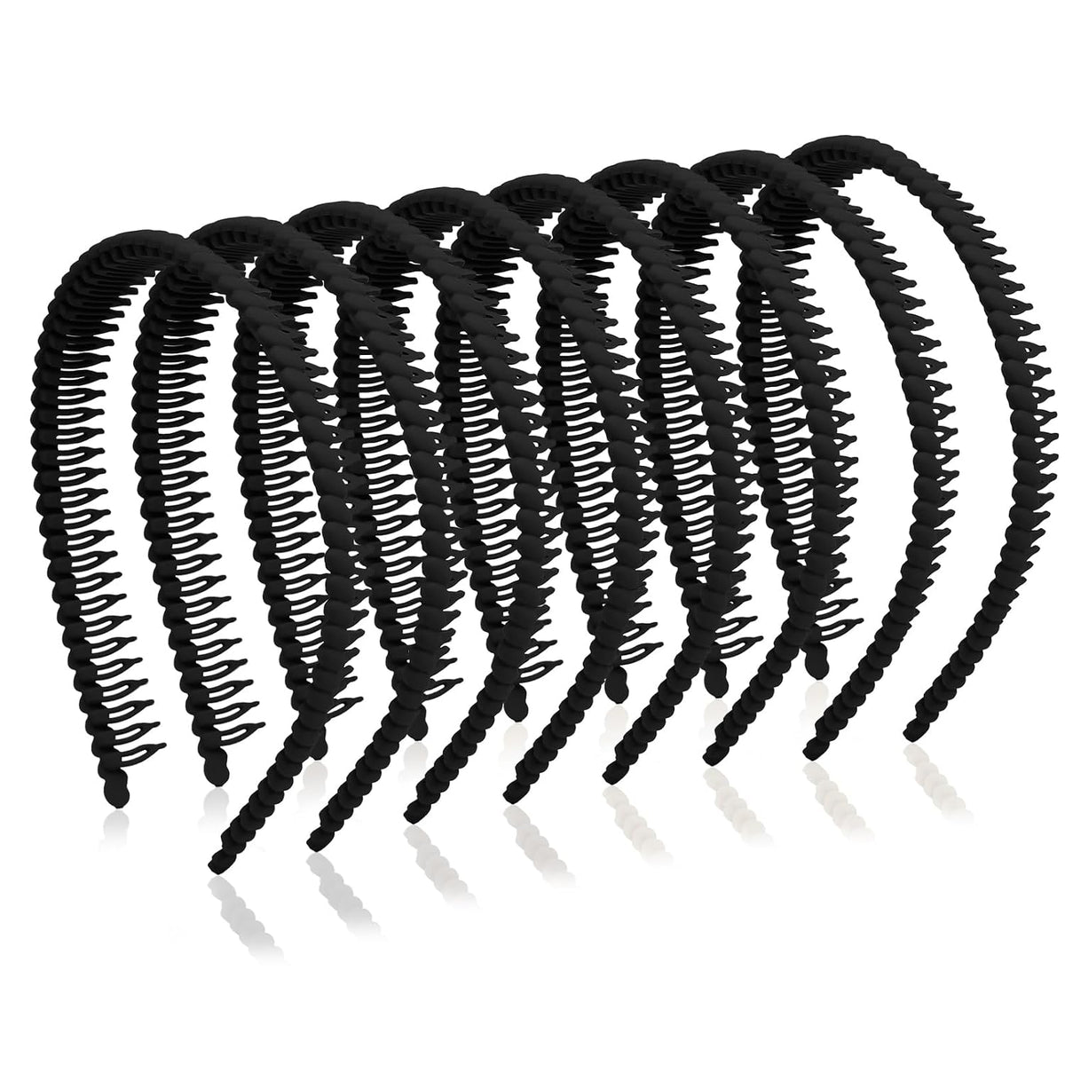 Headbands for Women Non Slip with Teeth, Plastic Headbands with Teeth Comb Skinny Black Hairbands for Women’s Hair, Wavy Womens Head Bands Fashion Hair Accessories for Women