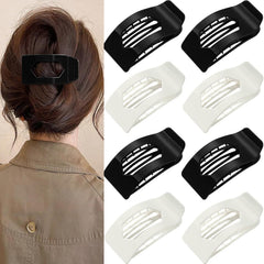 8 Pack Flat Hair Clips for Women – Glossy Neutral No-Slip Flat Claw Clips for Thick & Thin Hair, Large Strong Hold Square Rectangle Hair Accessories for Work & Stylish Fall Outfits