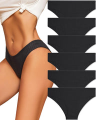Cotton Underwear for Women Sexy Low Rise Ribbed Hipster Breathable Soft Womens Bikini Panties Cheeky S-3XL