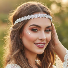 Fstrend Gold Elastic Rhinestone headbands Sparkly Crystal Headpiece Hair Accessories