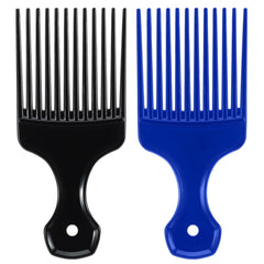 SIMPOR 2 Pcs Hair Pick Comb Wide Tooth Lift for Hair Styling Detangling Plastic Afro Pick for Women Men (Purple, Black)