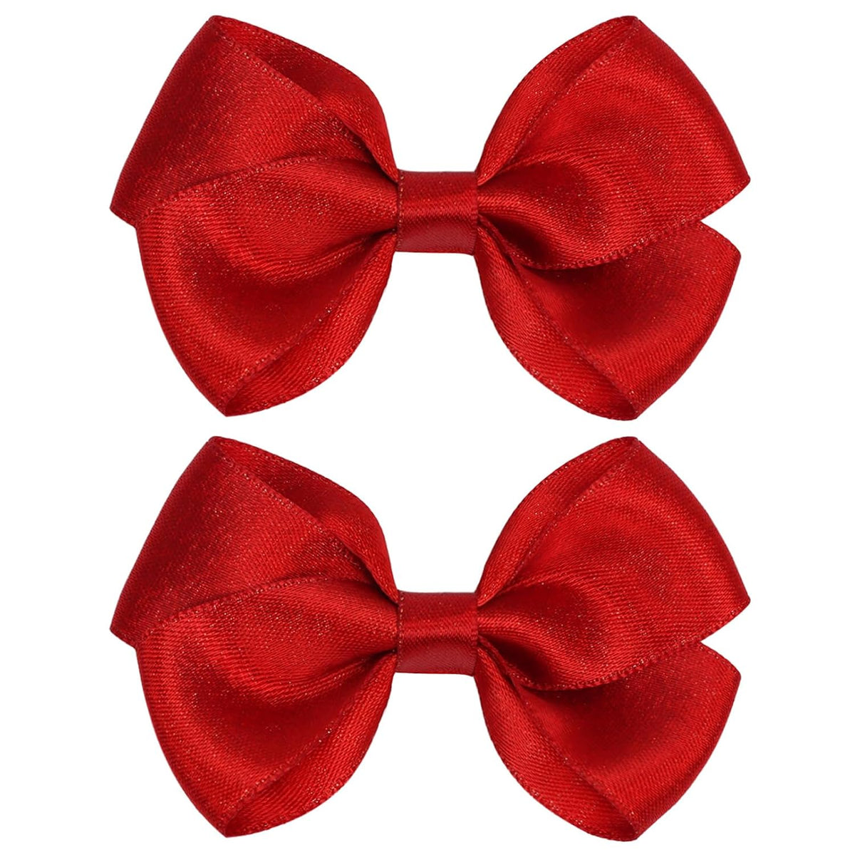 Tiny 3 Inch Glitter Hair Bows Clips - Lined Boutique Alligator Hairpin for Baby Girls, Toddlers, and Little Teens - Kids Barrettes Set of 2 Small Stylish (Gold)