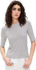 Vince Women's Striped Elbow Sleeve Crew Tee