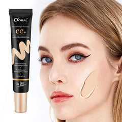 O'CHEAL CC Cream with SPF 50+, Hydrating Color Correcting Cream Full Coverage Lightweight Powder Foundation, Waterproof Long Lasting Pre-makeup Primer Facial Concealer Refine Skin Texture (Natural)
