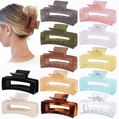 12 Pcs Medium Hair Clips, 3.5 Inch, Colorful - Hair Clips for Thick and Thin Hair, Square Claw Clips, Jaw Clips, Bulk Hair Accessories for Women and Girls