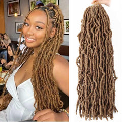 24 Inch Soft Locs Crochet Hair Pre Looped 6 Packs Faux Locs Crochet Braids Goddess Locs Dreadlocs Synthetic Hair For Black Women (1B, 24 Inch (Pack of 6))