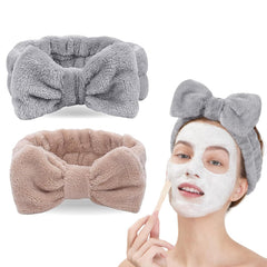 LADES Facial Headband - Terry Cloth Headbands for Face Washing,Skin Care,Makeup,Bow Spa Hair Headband for Washing Face