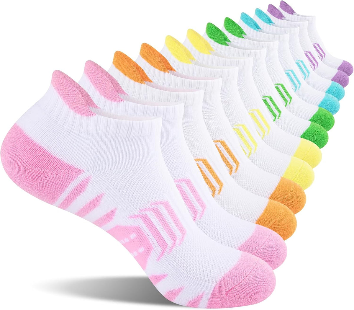 COOPLUS Ankle Socks Womens Athletic Cushioned Anti-Blister Running Cotton Low Cut Socks 6 Pairs