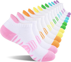 COOPLUS Ankle Socks Womens Athletic Cushioned Anti-Blister Running Cotton Low Cut Socks 6 Pairs