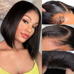 Wear and Go Glueless Bob Wig Human Hair Pre Plucked Pre Cut 4x4 Lace Closure Bob Wigs For Black Women Human Hair Glueless Straight Bob Lace Front Wigs For Beginner Short Wig Human Hair (10 Inch)