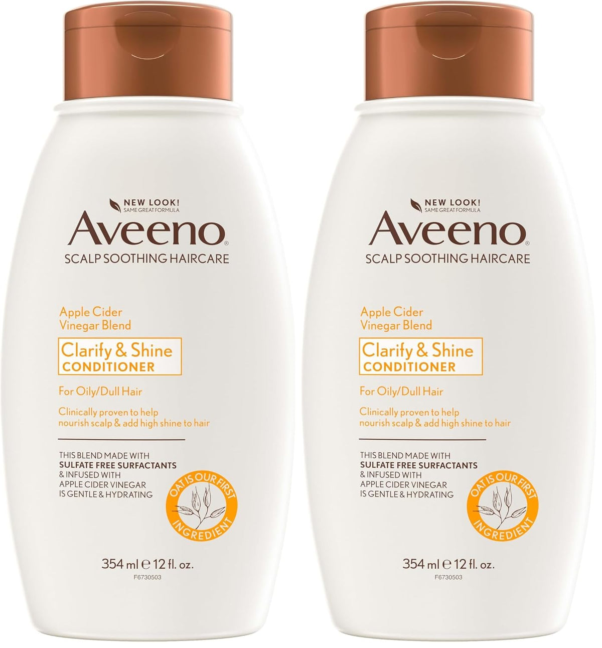 Aveeno Apple Cider Vinegar Sulfate-Free Conditioner for Balance & High Shine, Daily Moisturizing & Scalp Soothing Conditioner for Oily or Dull Hair, Paraben & Dye-Free, 12oz