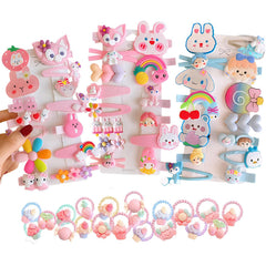 62PCS Girls' Hair Accessories Set: Toddler Barrettes, Flower, Rainbow, Candy Fruits Clips, Hair Pins, and Cute Hair Clips for Girls & Baby (Style 1)