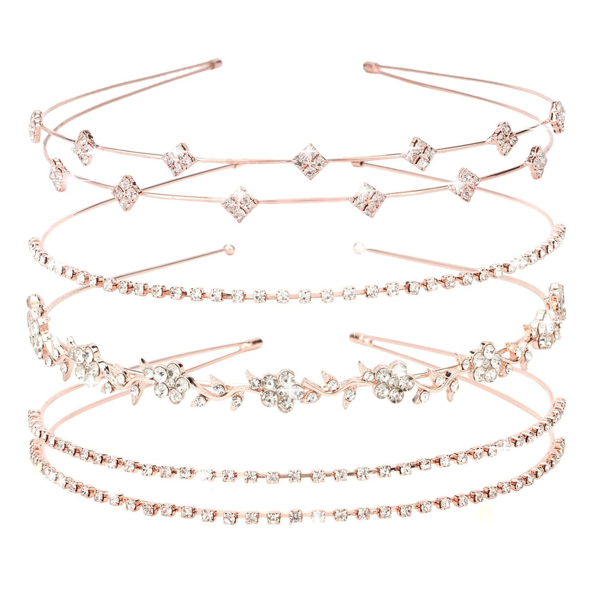 Jaciya Rhinestone Headband Silver Bridal Wedding Headband Crystal Flower Girl Leaves Crown Metal Hair Band Tiara Prom Hair Accessories for Women Girls