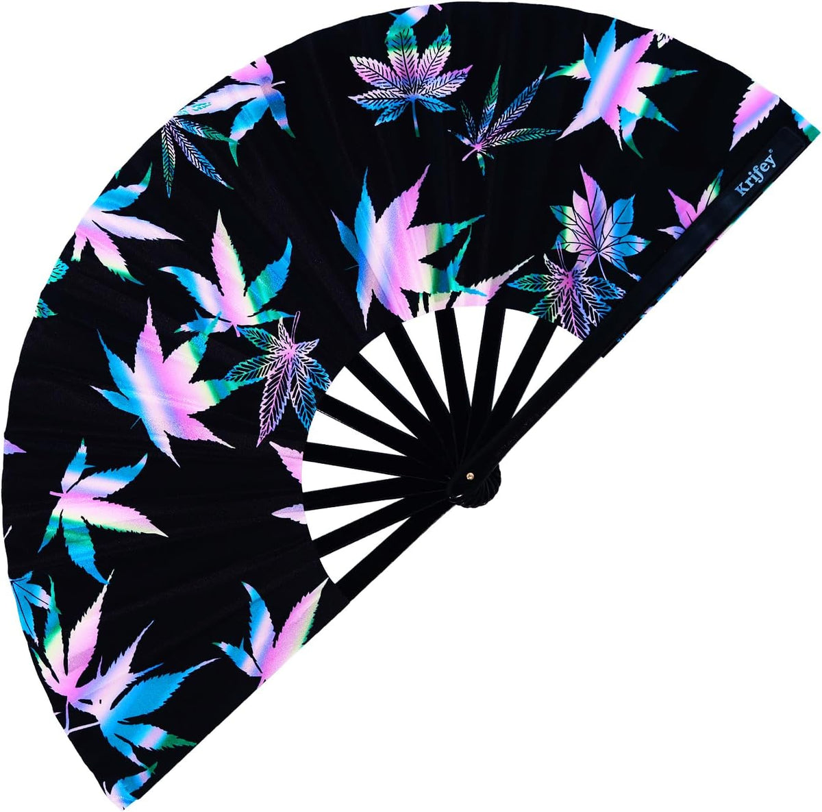 Krifey Large Folding Hand Fan – Bold Snap Fans for Line Dancing, Rave, EDM Festivals & Drag Shows – Statement Accessory for Women, Baddies & Party Queens