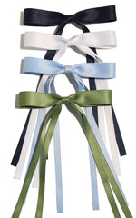 Satin Bow Barrettes and Long Ribbon Navy Hair Pins for Girls and Women - Party Hair Accessories with Bowknot Hairpins