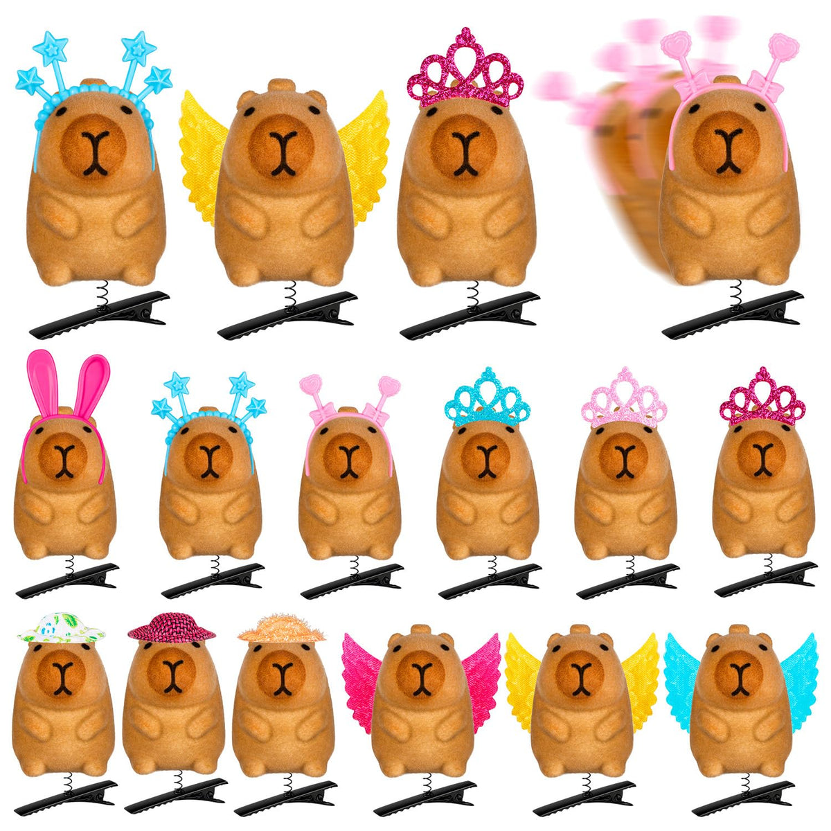 12Pcs Sprouts Rave, Cute Capybara Hair Clip for Festival Accessories Party Trinkets