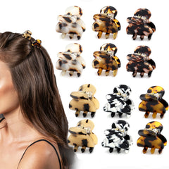 Cobahom Hair Clip, 6Pcs Small Hair Clips Mini Hair Claws Tortoise Shell Leopard Acrylic Hair Jaw Clips Clamps for Women Girls Thin Thick Hair