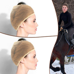 4 Pieces Equestrian Hair Net Women Ride Hair Net No Knot Cap Weaving Caps Wig for Long and Short(Light Brown)