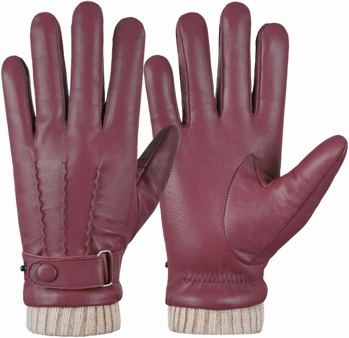 Men's Winter Lined Leather Gloves, Made With Sheep Skin Leather
