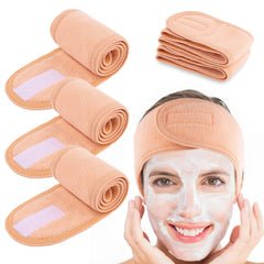 Whaline Spa Facial Headband Head Wrap Terry Cloth Headband 4 Counts Stretch Towel for Bath, Makeup and Sport (White)