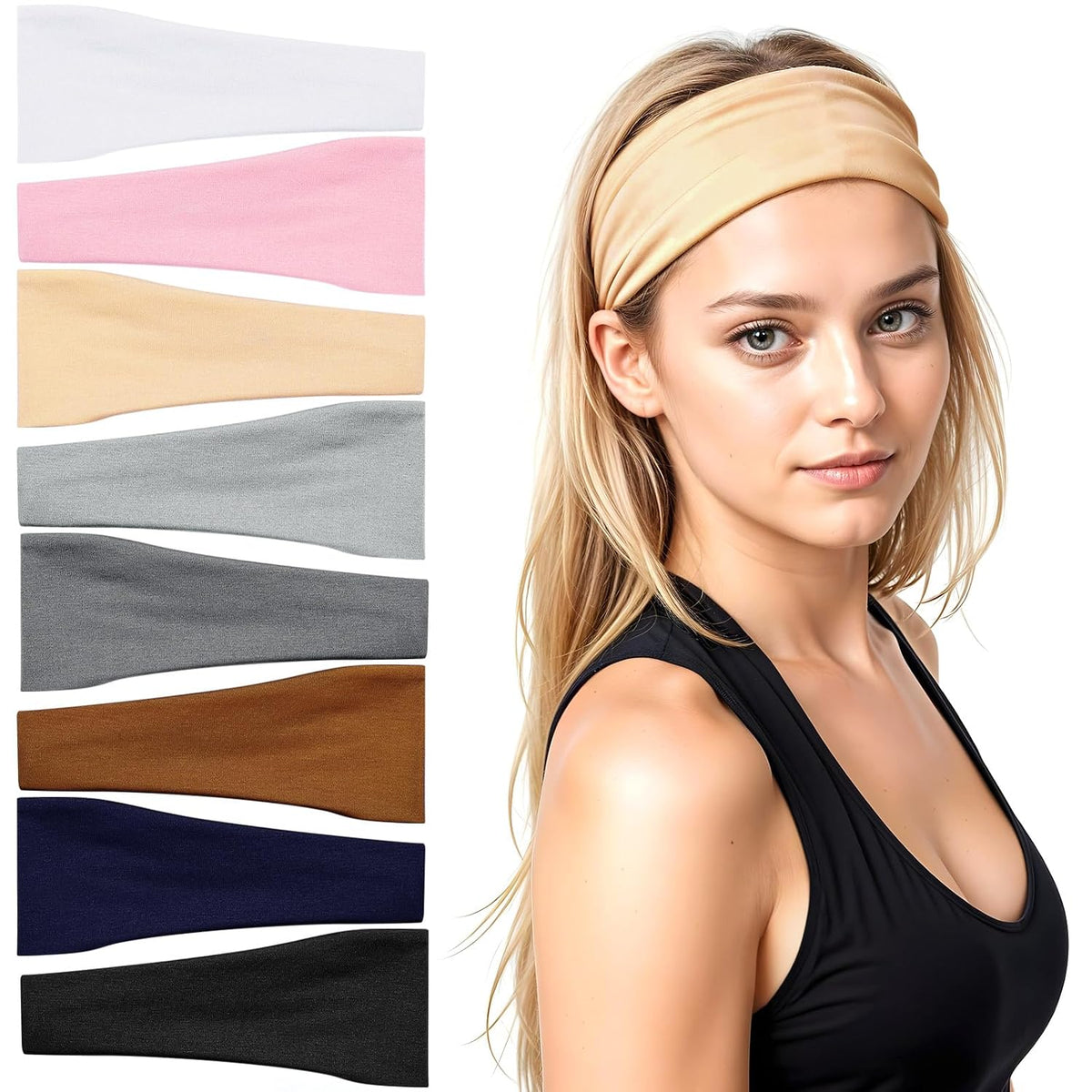8 Pack Headbands for Women, Boho Style Headbands Non Slip Fashion Wide Headband Hair Wrap Stocking Stuffers for Women Girls