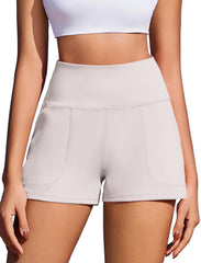PINSPARK Workout Shorts Women Wide Leg Athletic Shorts High Waisted Yoga Shorts Tummy Control Gym Short with Pockets