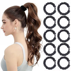 10 Pcs Small Satin Hair Ties No Damage for Women Girls Thick Thin Hair, Small Satin Scrunchies Hair Ties Skinny Hair Elastic Bands Ponytail Holders for Women Hair Accessories (Multicolor)