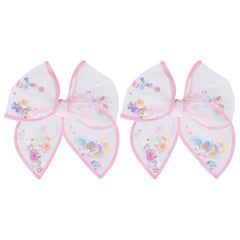 Halloween Bows for Girls Women 4in Pink Ghost Mesh Ribbon Tulle Bow Alligator Clips 2pc Fable Shaker Hair Bow Barrettes Teens Toddler Kids outfit Dress Costume Party Accessory Gift