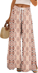 Palazzo Pants for Women Casual Summer Boho Wide Leg Pants High Waist Lounge Pant 2025 Beach Vacation Outfits