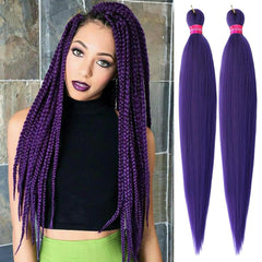 Purple Braiding Hair Pre Stretched 2 Packs Box Braids Hair Extensions 26 Inches Synthetic Pre Stretched Braiding Hair