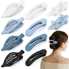 10 Pcs French Flat Hair Clips for Women - 3 Styles Non-slip Flat Claw Clips Matte Hair Claws for Thin Thick Hair
