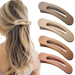 4 PCS Flat Claw Clips, Large Lay Flat Hair Clips for Women Girls, Strong Hold Non-slip Hair Claws for Thick Thin Hair (Matte 3)