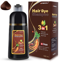 IIIMEIDU Black Hair Dye Shampoo 3 in 1 for Gray Hair, Herbal Ingredients Shampoo Black Hair Dye for Women Men, Grey Coverage Shampoo 500ml