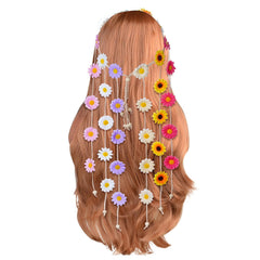 Sucrain 1pcs Flower Hippie Headband Floral Crown Summer Sunflower Hair Accessories for 70 s Bohemian Costumes Style (White)