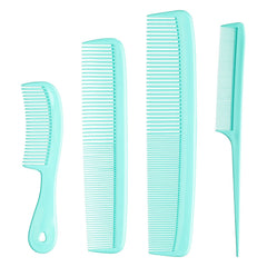 Mars Wellness 4 Piece Professional Comb Set Black - USA MADE - Fine Pro Tail Combs, Dresser Hair Comb Styling Comb - Premium Grade for Men and Women - Parting Teasing and Styling