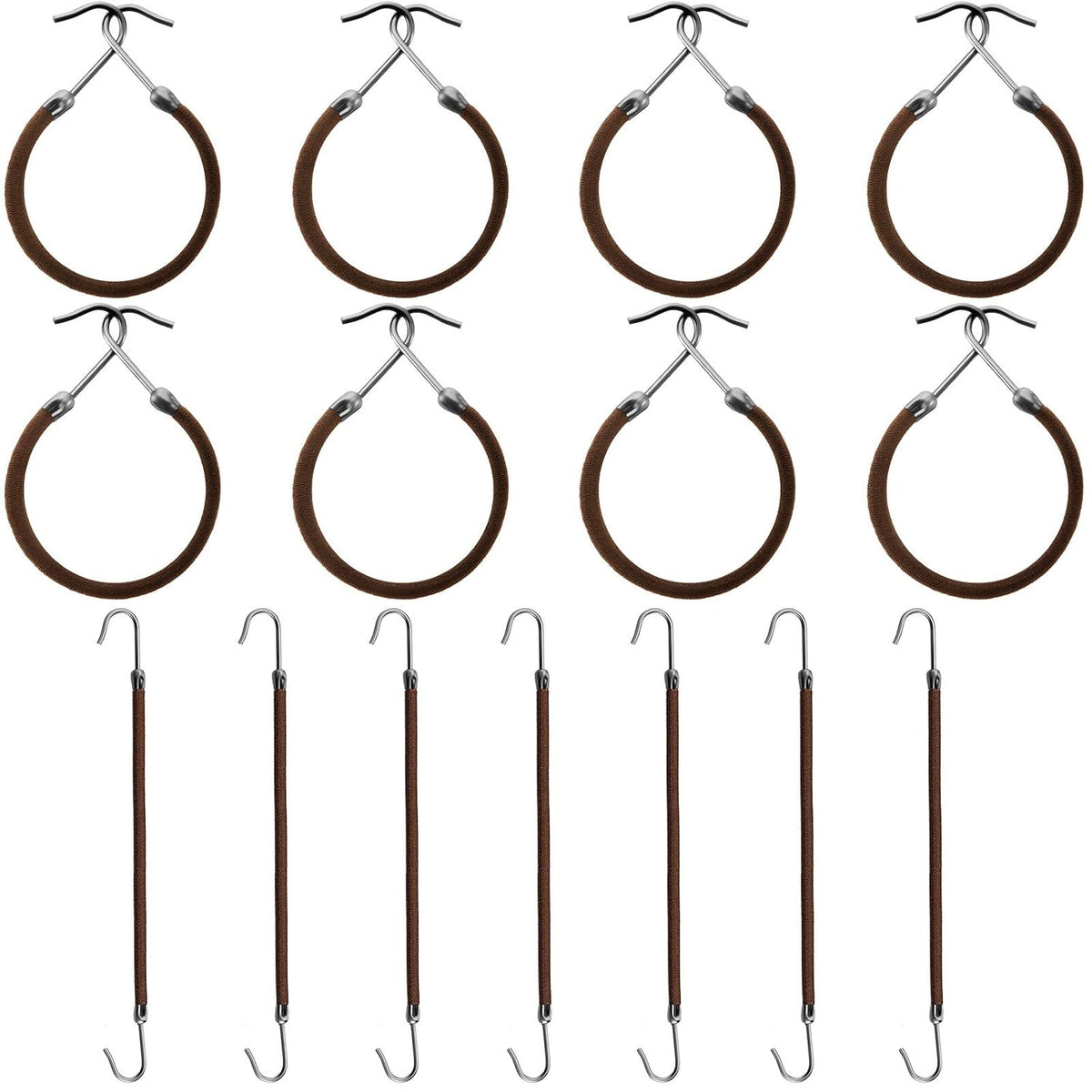 Hotop 15 Pieces Elastic Hook Hair Tie Styling Ponytail Holder Hooks Cord for Curly Long Hair(Black)