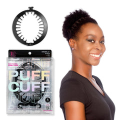PuffCuff | Junior 3" Hair Clamp | For All Natural Thick, Curly, Kinky, Textured, Locs, or Braided Hair | Painless, Damage-Free Styling Tool | Black | 1 Piece