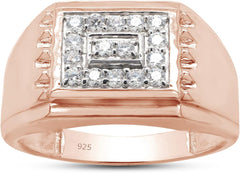 SAVEARTH DIAMONDS 1/3 ct. t.w Round Cut Lab Created Moissanite Diamond Cluster Nugget Men's Wedding Band Ring for Men In 14K Gold Over Sterling Silver (VVS1 Clarity, 0.33 Cttw)
