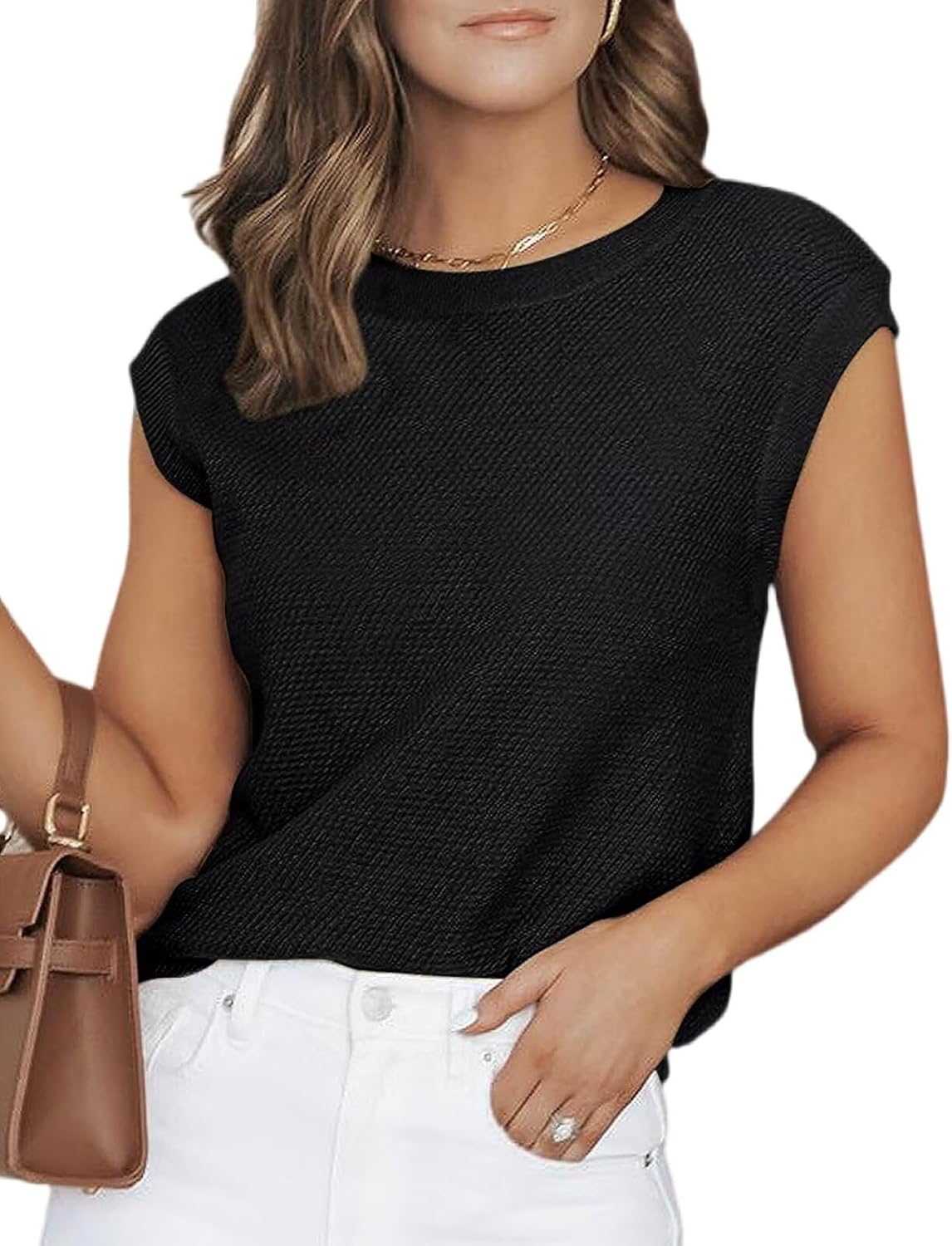 CiCiBird Women Summer Cap Sleeve Sweaters Knit Crew Neck Pullover Tank Tops 2025 Casual Trendy Shirt