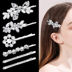 6 Pieces Delicate Rhinestone Bridal Hair Clip, Leaf Wedding Hairpin Bride Crystal Hair Clips, Elegant Bridal Hairpins, Hair Accessories for Women Girls (Classic Type)