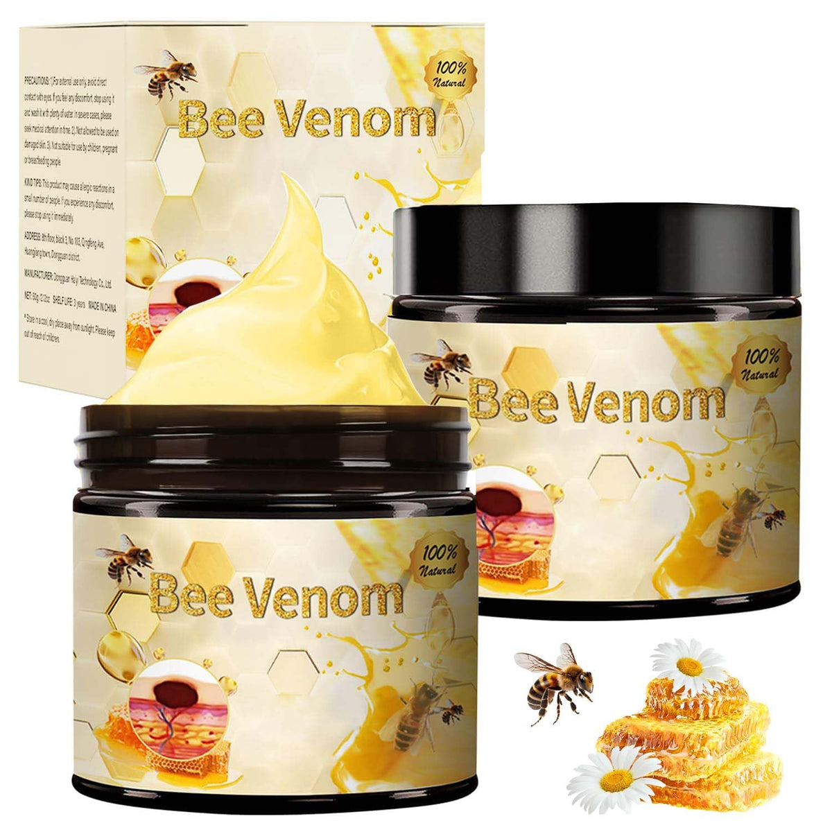 Bee Venom Skin Treatment Cream, 2025 New Professional Bee Venom Repair Cream for All Body Parts， 2 PCS