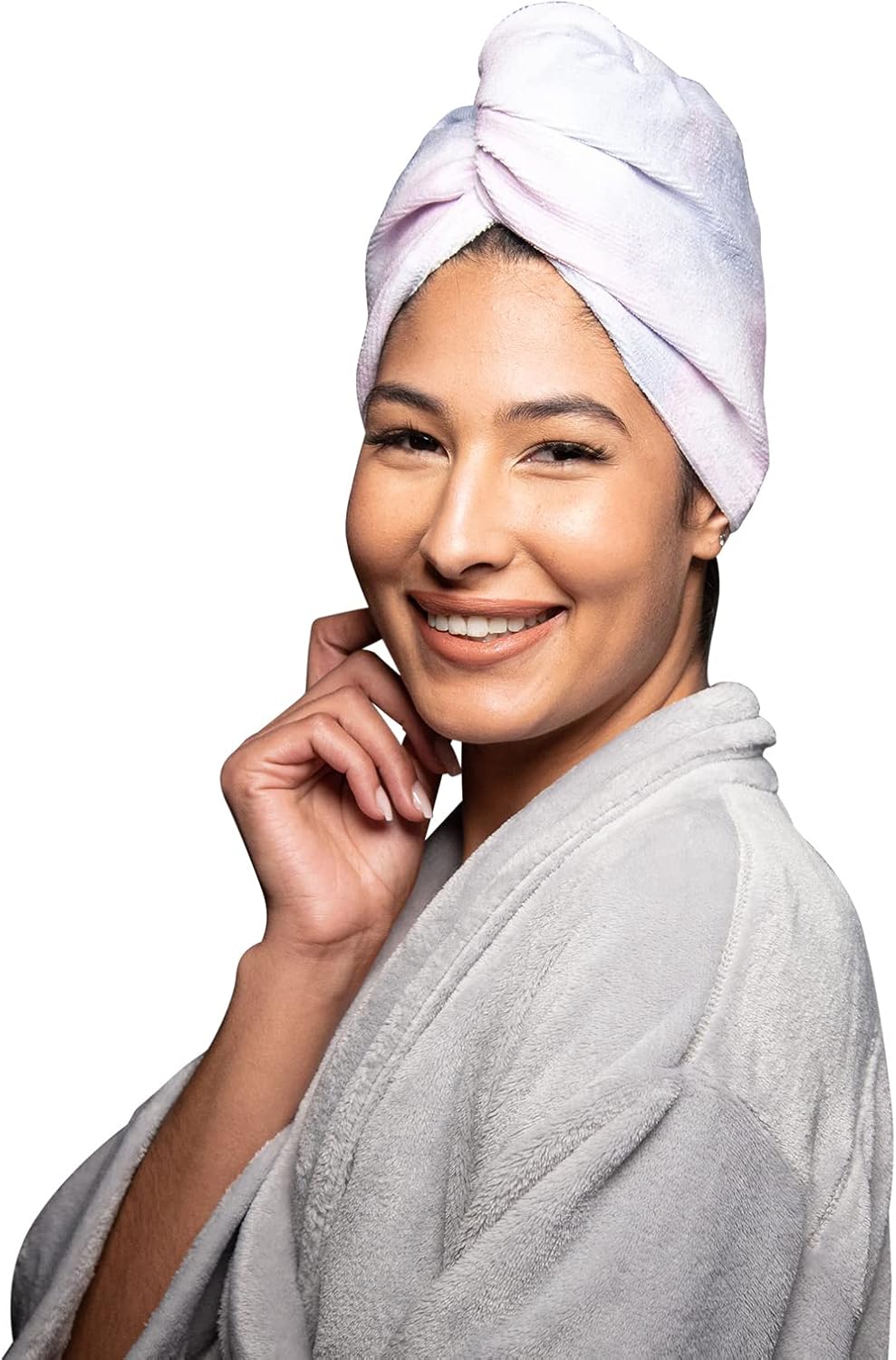 Tee Shirt Drying Wrap, Frizz Free, Soft & Lightweight&Flexible, Hair Drying Turban, Gentle Drying Towel Wrap with Button, for Long Hair (Pink)