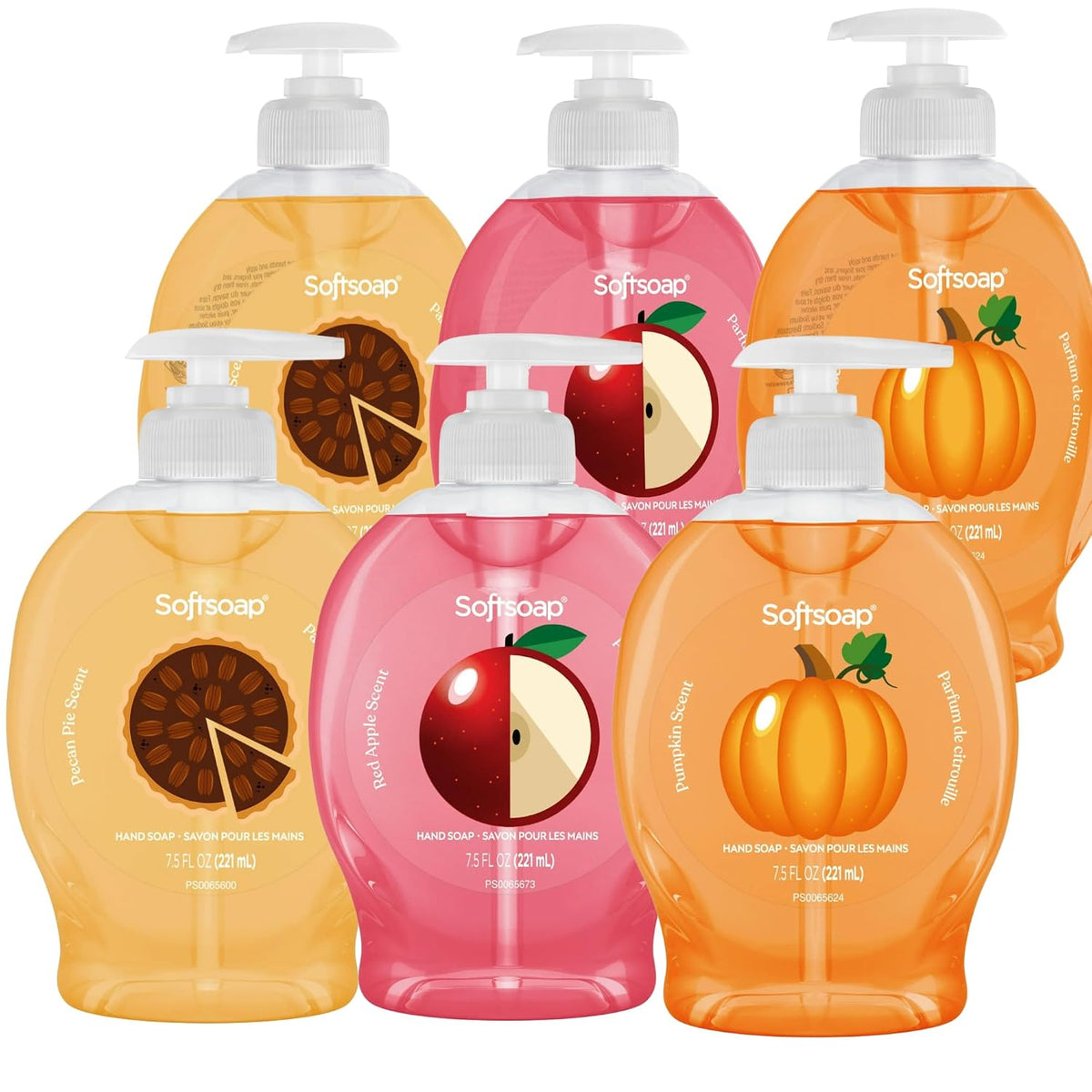 Limited Edition Fall Scented Hand Soap with Pump | Pumpkin Scent | Pecan Pie | Red Apple, Kitchen or Bathroom Liquid Hand Soap, 6-7.5 fl oz Bottles (Fall Scent 6-pack)