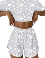Kistore Summer 2 Piece Pajamas Sets Short Sleeve Sleepwear Pjs Lounge Split Short Sets