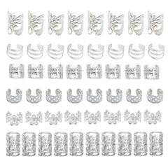 60Pcs Gold Hair Jewelry for Braids Dreadlock Hair Cuffs Adjustable Braid Rings Loc Decorations Hair Charms for Women Accessories