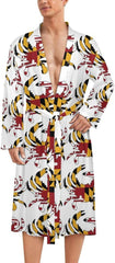 60s 70s Hippie Flowers Peace Love Mens Robe Long Sleeve V Neck Bathrobes Sleepwear Robes with Belt